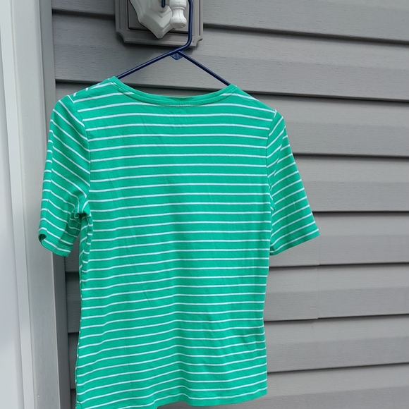 Talbots Womens Small Green and White Striped Top - Picture 6 of 6